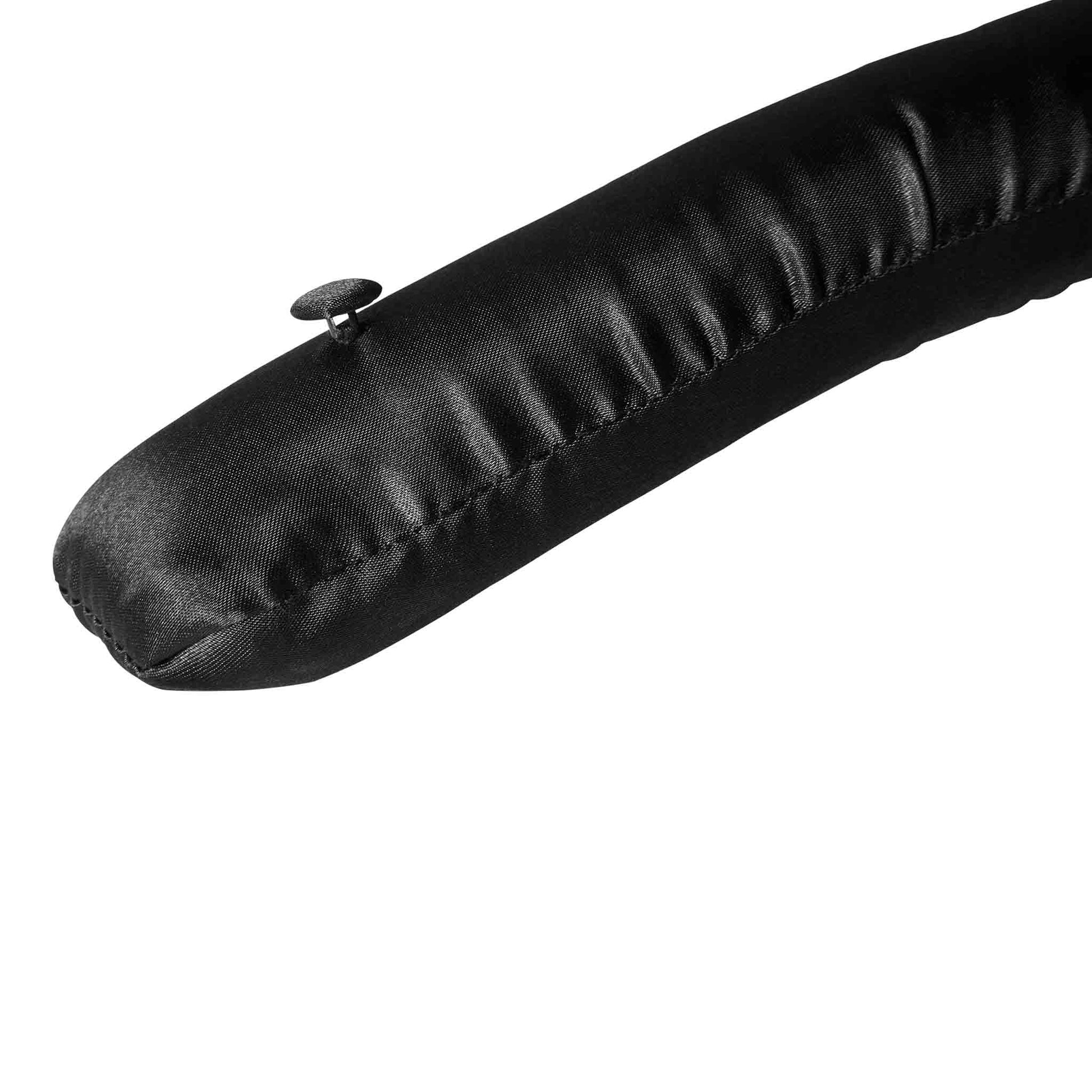 Garment hooks on Saltaire black satin guest hanger