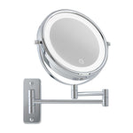 Corby Winchester chrome LED vanity mirror with wall-mounted extending arm and touch sensor