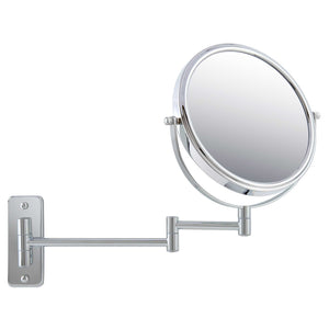 Corby Winchester chrome wall-mounted vanity mirror fully extended with adjustable double arm and tilting round frame