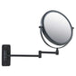 Corby Winchester wall-mounted vanity mirror in matt black fully extended with double-jointed arm and swivel round frame for hotel bathrooms