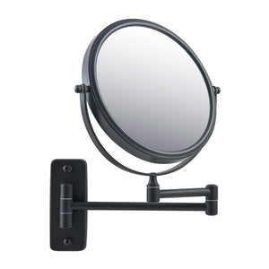 Corby Winchester wall-mounted vanity mirror in matt black with extendable arm, swivel frame, and modern round design for hotel bathrooms