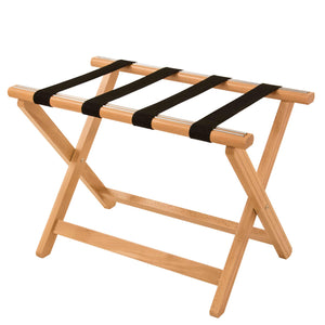 Corby York beech wooden luggage rack with black fabric straps