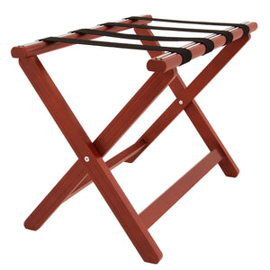 Side view of the corby mahogany collapsible luggage rack