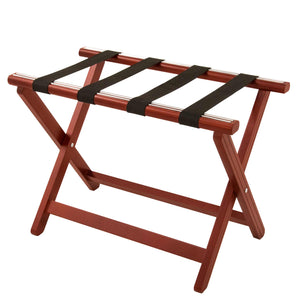Corby York mahogany luggage rack with black fabric straps