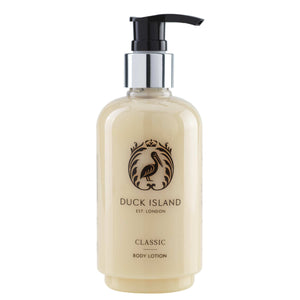 Duck Island Classic body lotion in 250ml pump dispenser bottle