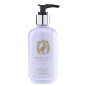 Duck Island Paradise body lotion in 250ml pump dispenser bottle