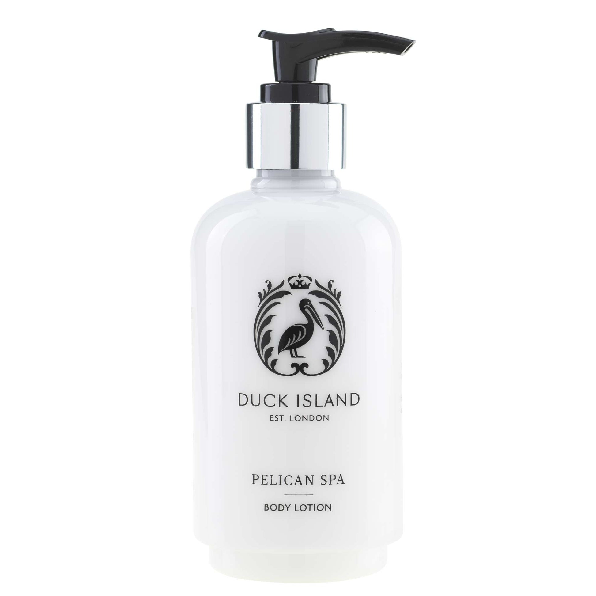 Duck Island Pelican Spa body lotion in 250ml pump dispenser bottle