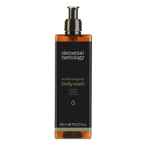 Elemental Herbology neroli and bergamot body wash in 480ml pump dispenser bottle