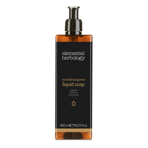 Elemental Herbology neroli and bergamot hand soap in 480ml pump dispenser bottle