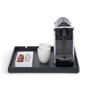 Bentley Fuji leather welcome tray in black leather with coffee machine and condiment tray