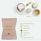 Vegetable soap package with ingredients and benefits on a white background