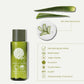 Green bottle of Geneva Green body wash with aloe vera extract on a white background