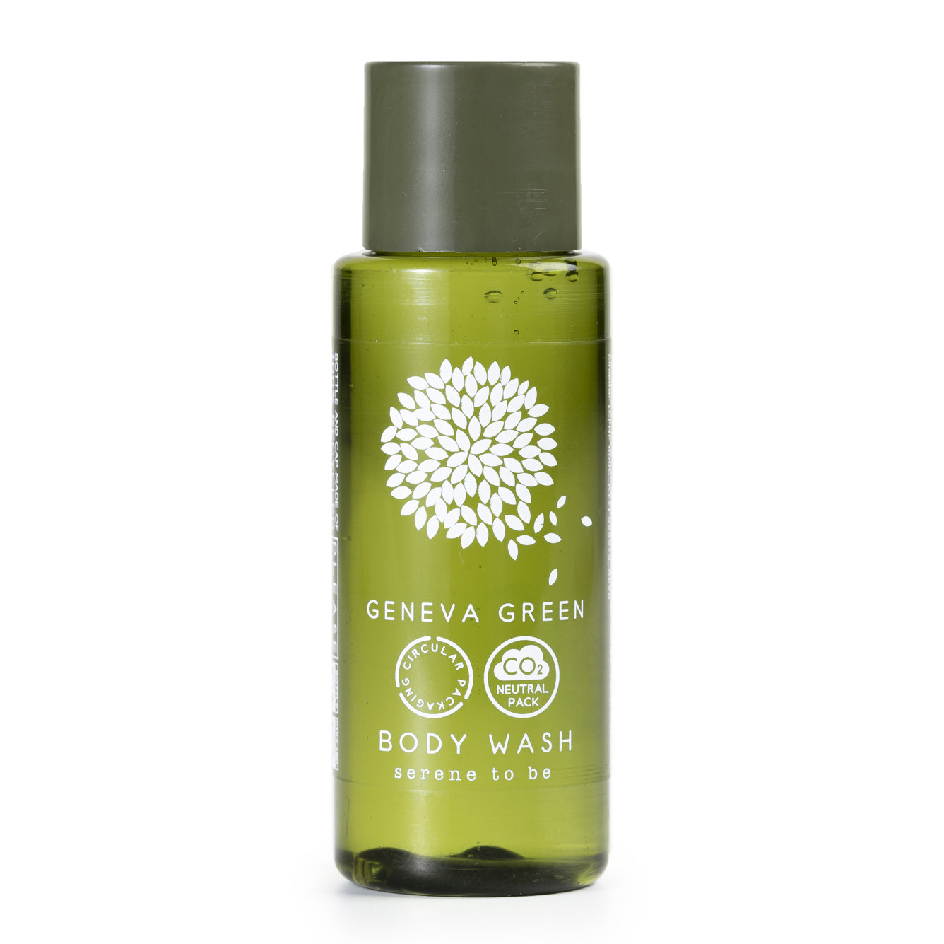 Geneva Green body wash in miniature 30ml bottle