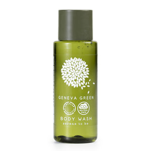 Geneva Green body wash in miniature 30ml bottle