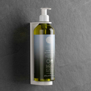 Geneva Green hair and body wash pump dispenser in bracket