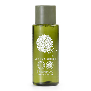 Geneva Green shampoo in miniature 30ml bottle