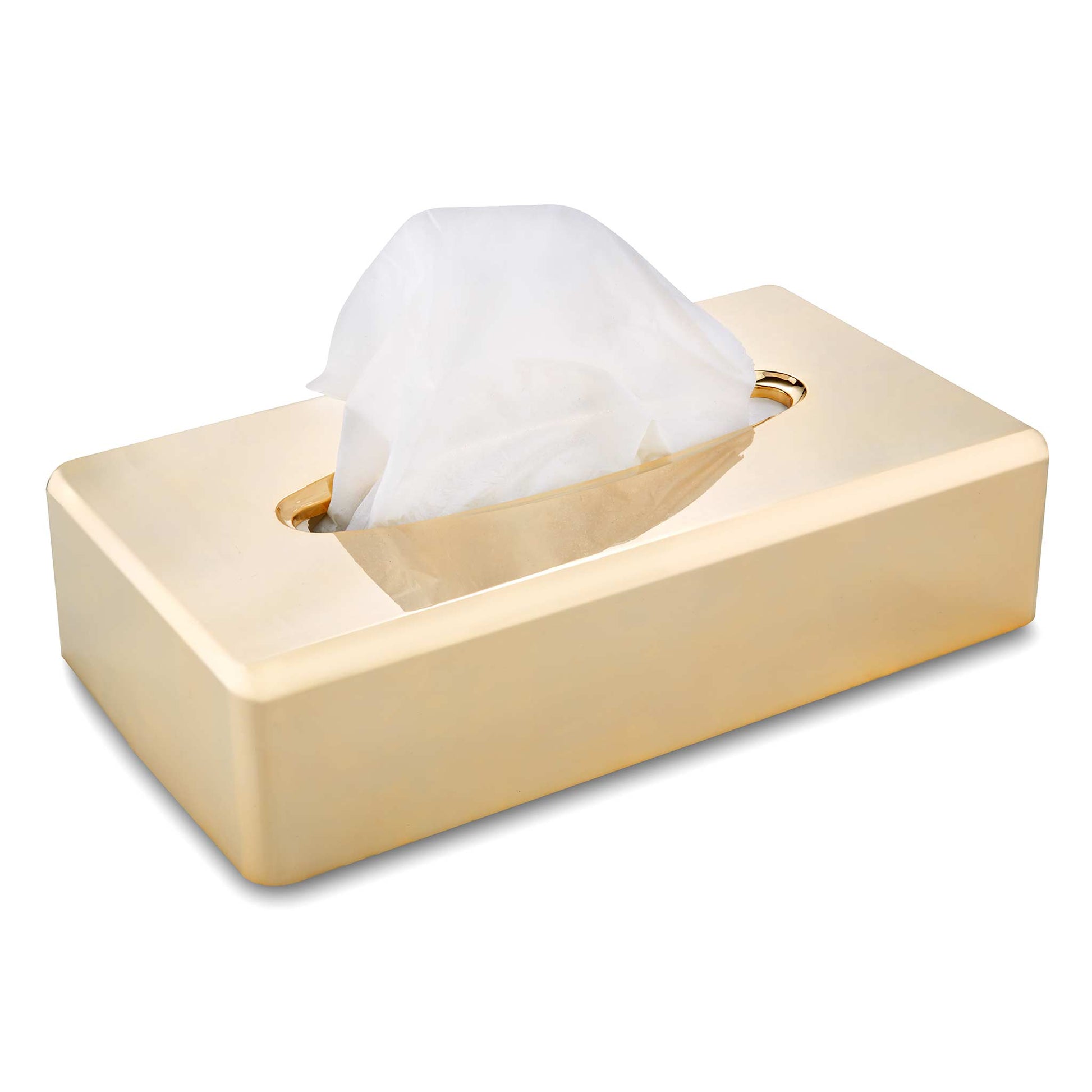 Gold rectangular tissue box cover