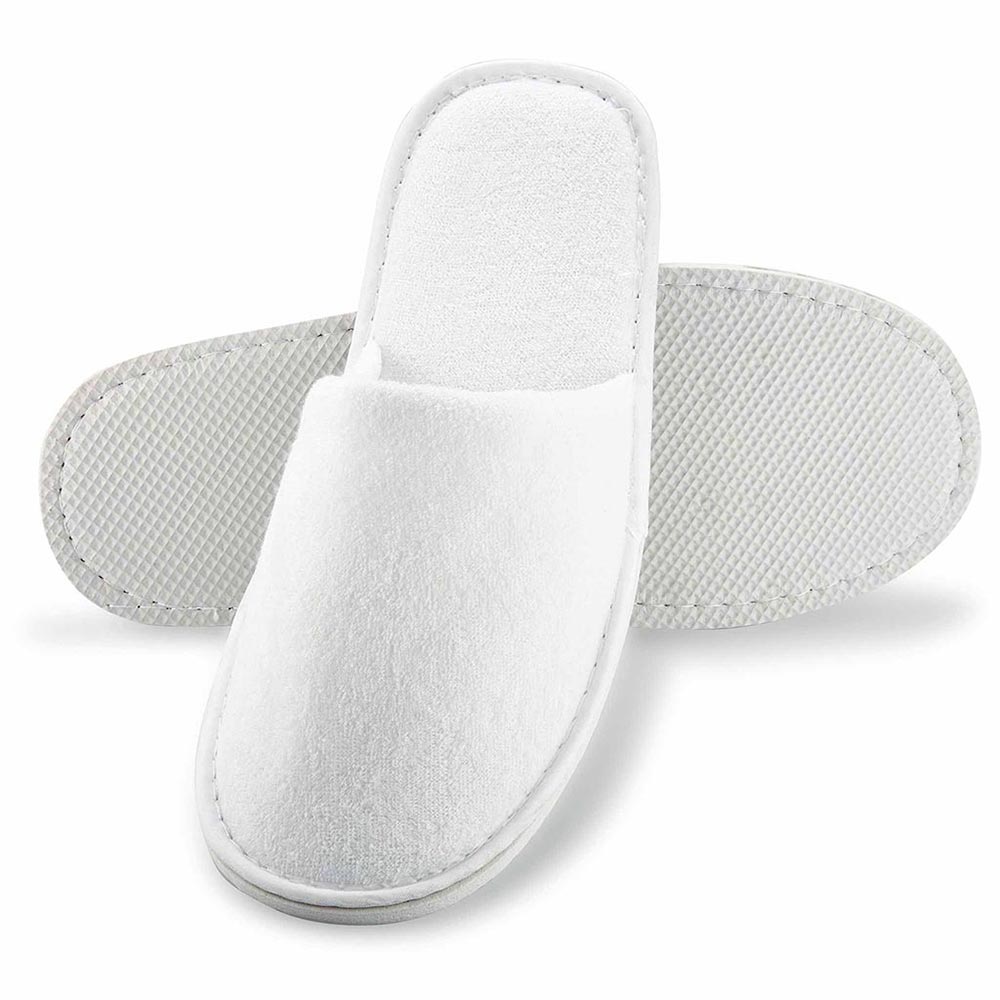 Hotel and spa slippers collection featuring closed toe terry slippers