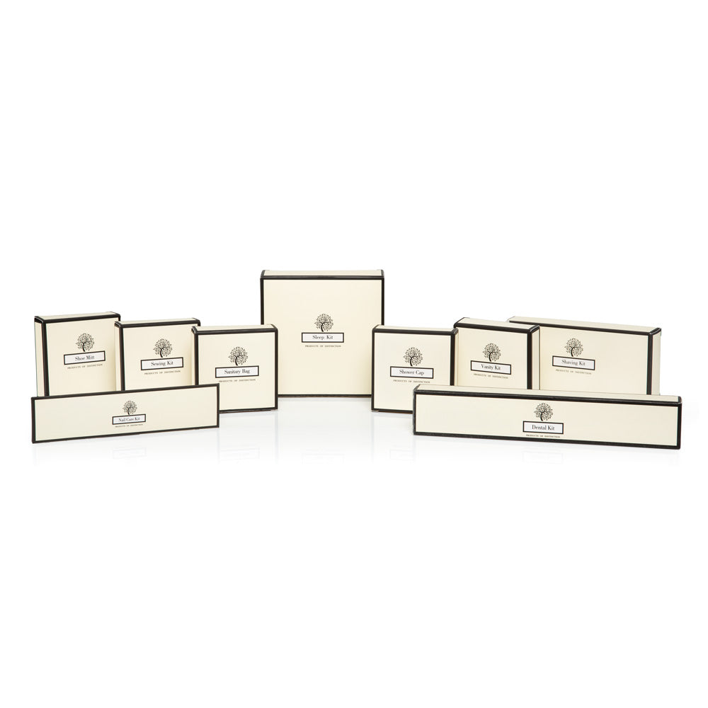 Hotel guest amenities collection featuring the luxury box range