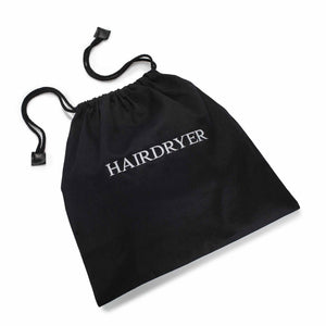 Black cotton drawstring hairdryer bag