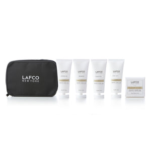 Lafco New York amenities pouch with 30ml toiletry tubes