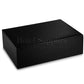 Large black leather stationary box for hotel desks