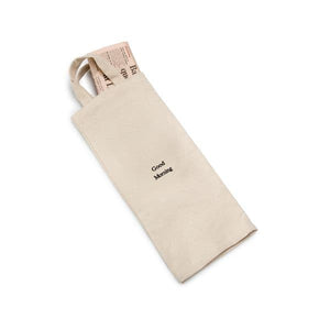 Natural canvas newspaper bag with handles and good morning mesage