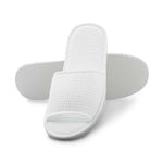 White open toe waffle spa hotel slippers