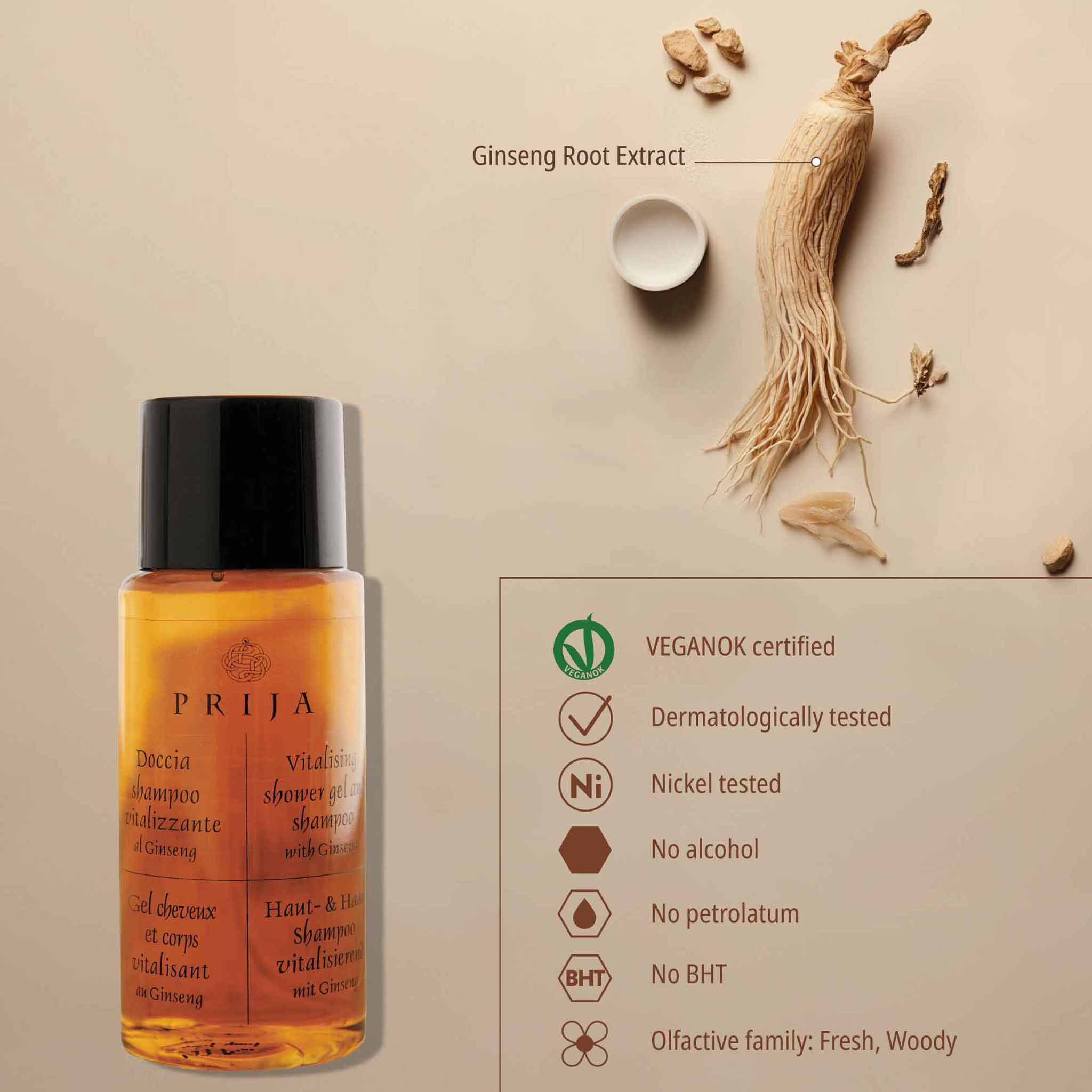 Prija Shower Gel and Shampoo, 40ml (Case of 216)