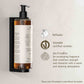 Refillable bottle with label on a light gray background, featuring vegan certification and product description.
