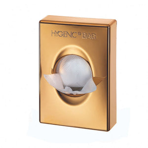 Sanitary bag dispenser in gold