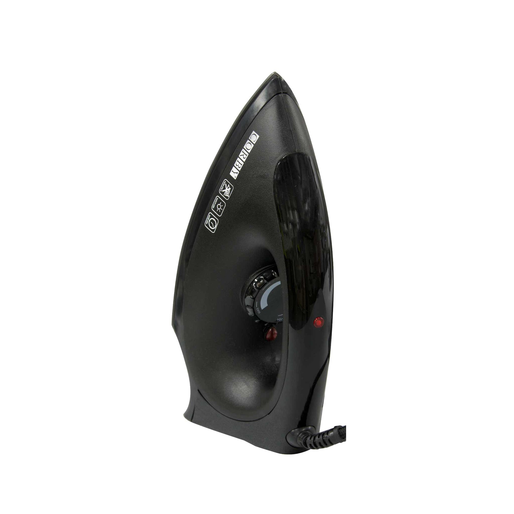 Vertically standing dark grey dry iron