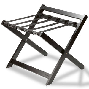 Bentley Sienna black wooden luggage rack with back rest