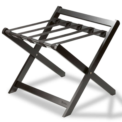Bentley Sienna black wooden luggage rack with back rest