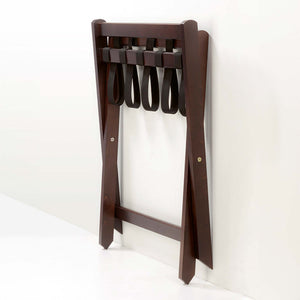 Folded Sienna mahogany luggage rack with backrest