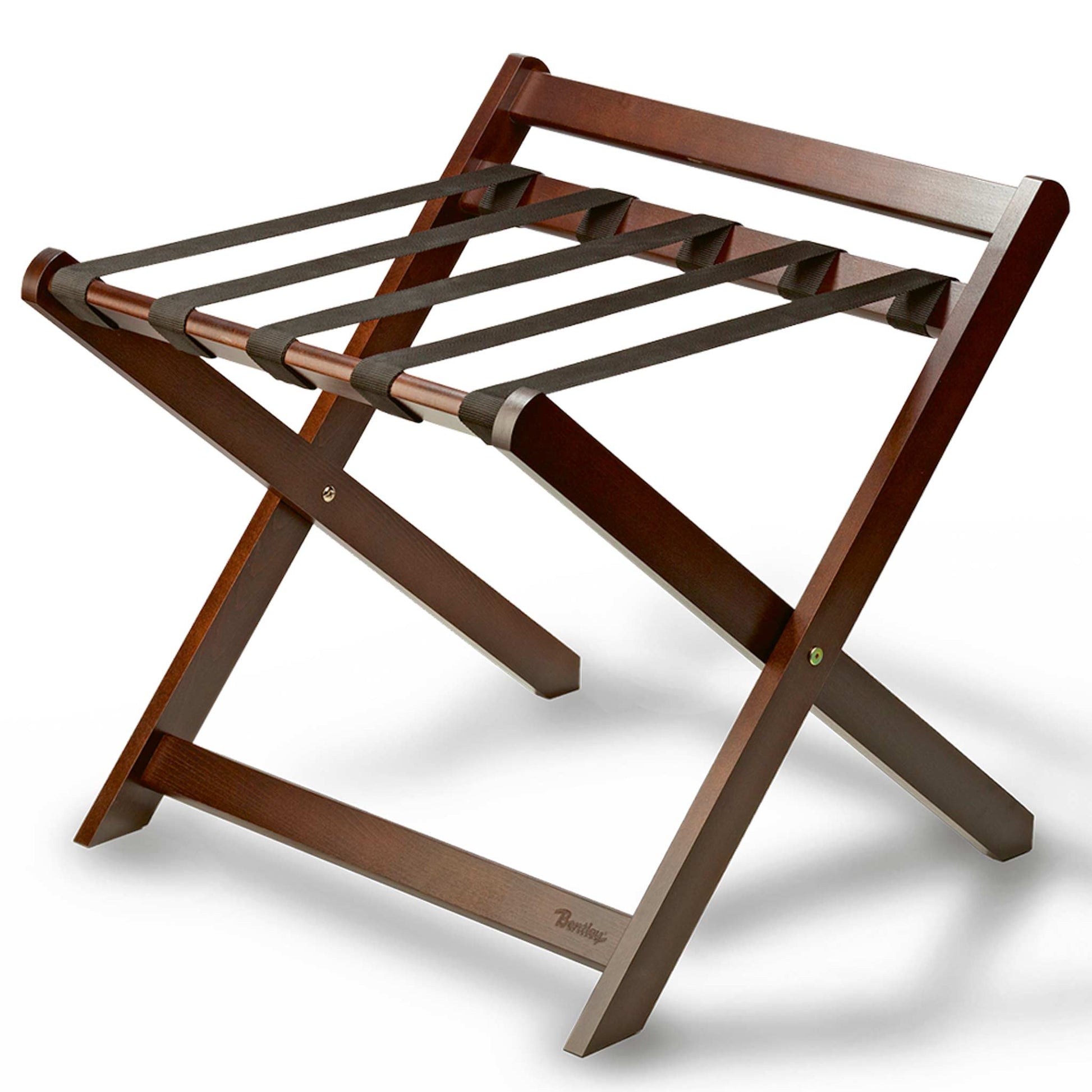 Bentley Sienna mahogany wooden luggage rack with backrest