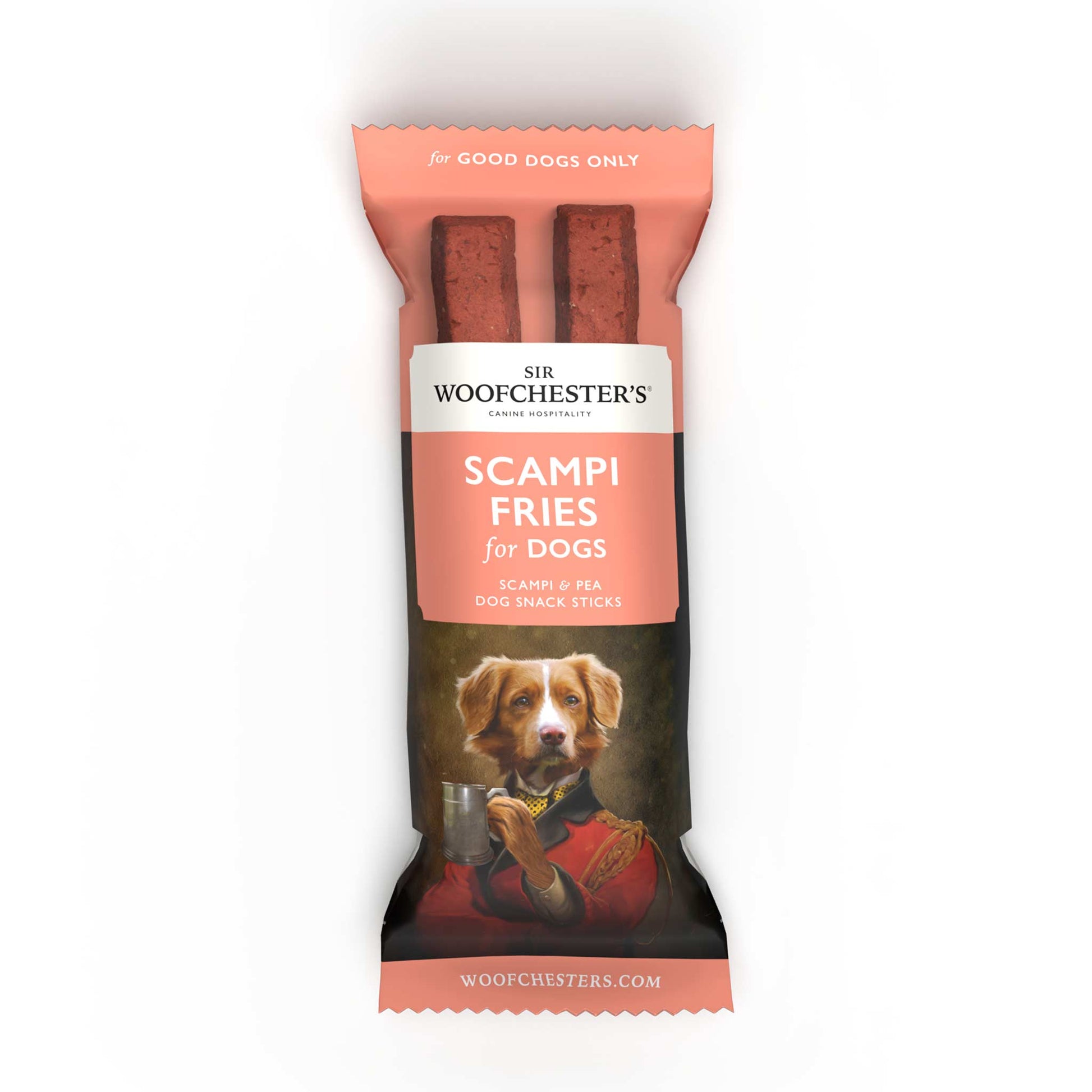 Sir Woofchester's hotel dog snack bag, Scampi Fries