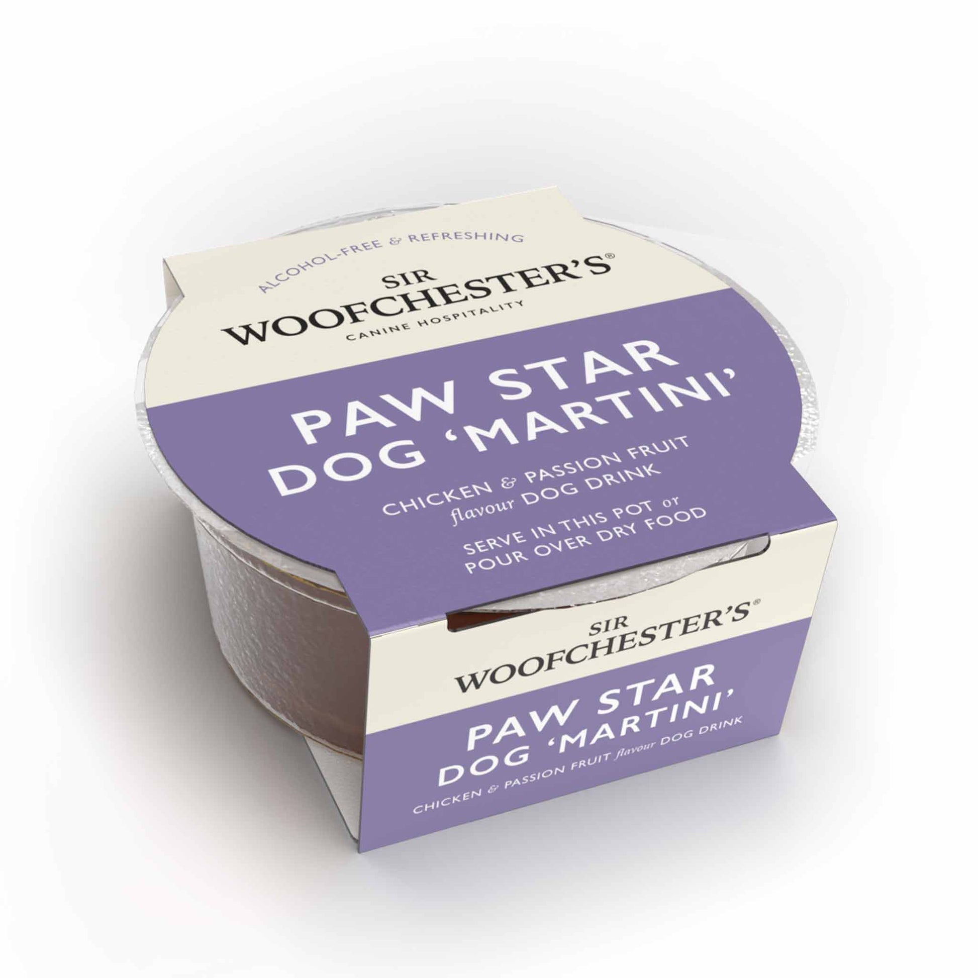 Sir Woofchester's chicken and passion fruit flavour dog drink