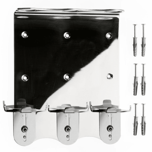 Triple pump dispenser bracket in stainless steel
