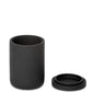 Toba amenity jar in black with lid removed