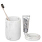 Bentley Toba white marble amenity jar with toothbrush