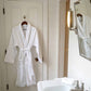 Velour Bathrobe with Grey Piping - White