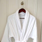Velour Bathrobe with Grey Piping - White
