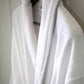Velour Bathrobe with Grey Piping - White