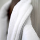 Velour Bathrobe with Grey Piping - White