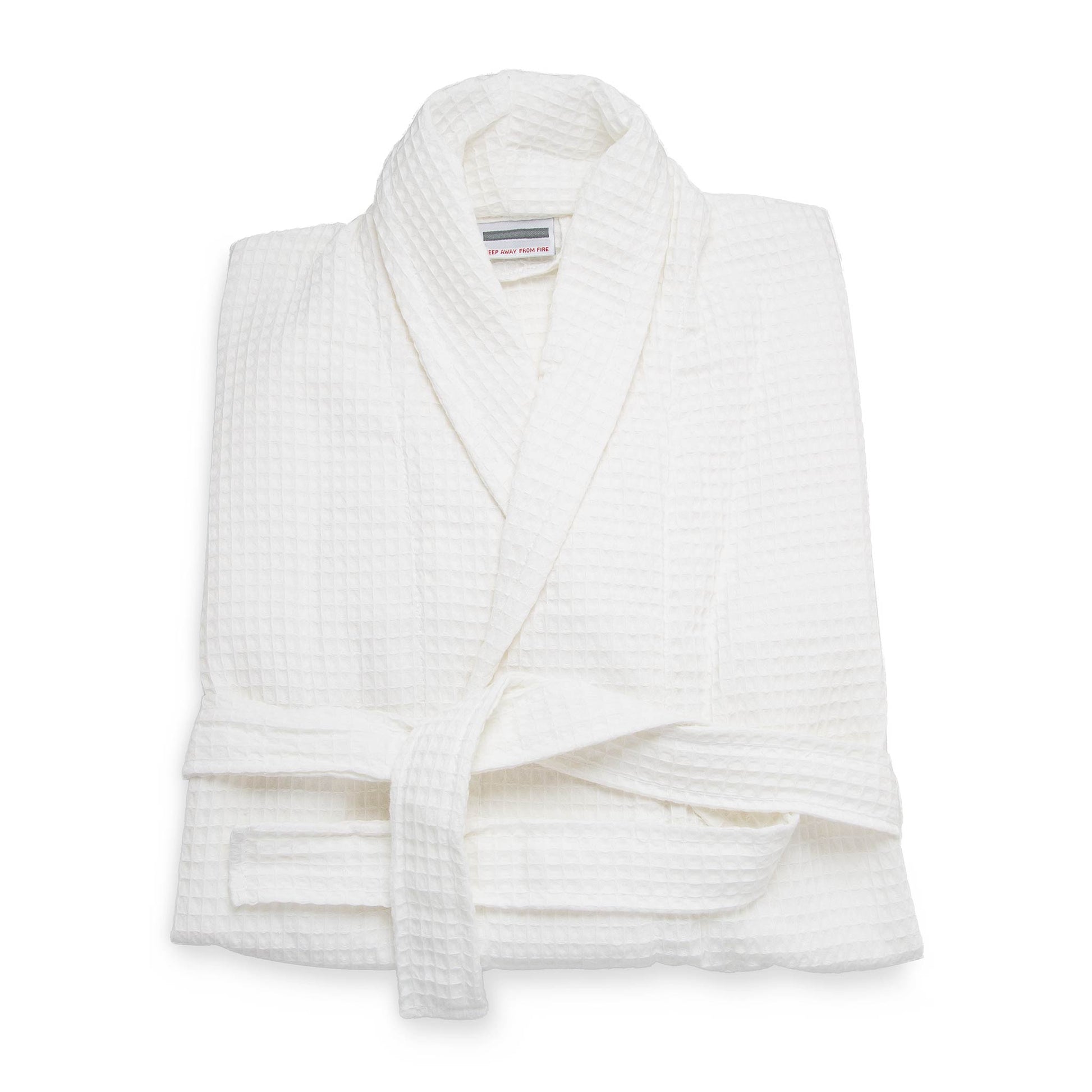 White waffle hotel bathrobe