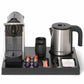 Bentley Xanthic coffee and tea tray in black with kettle and coffee machine