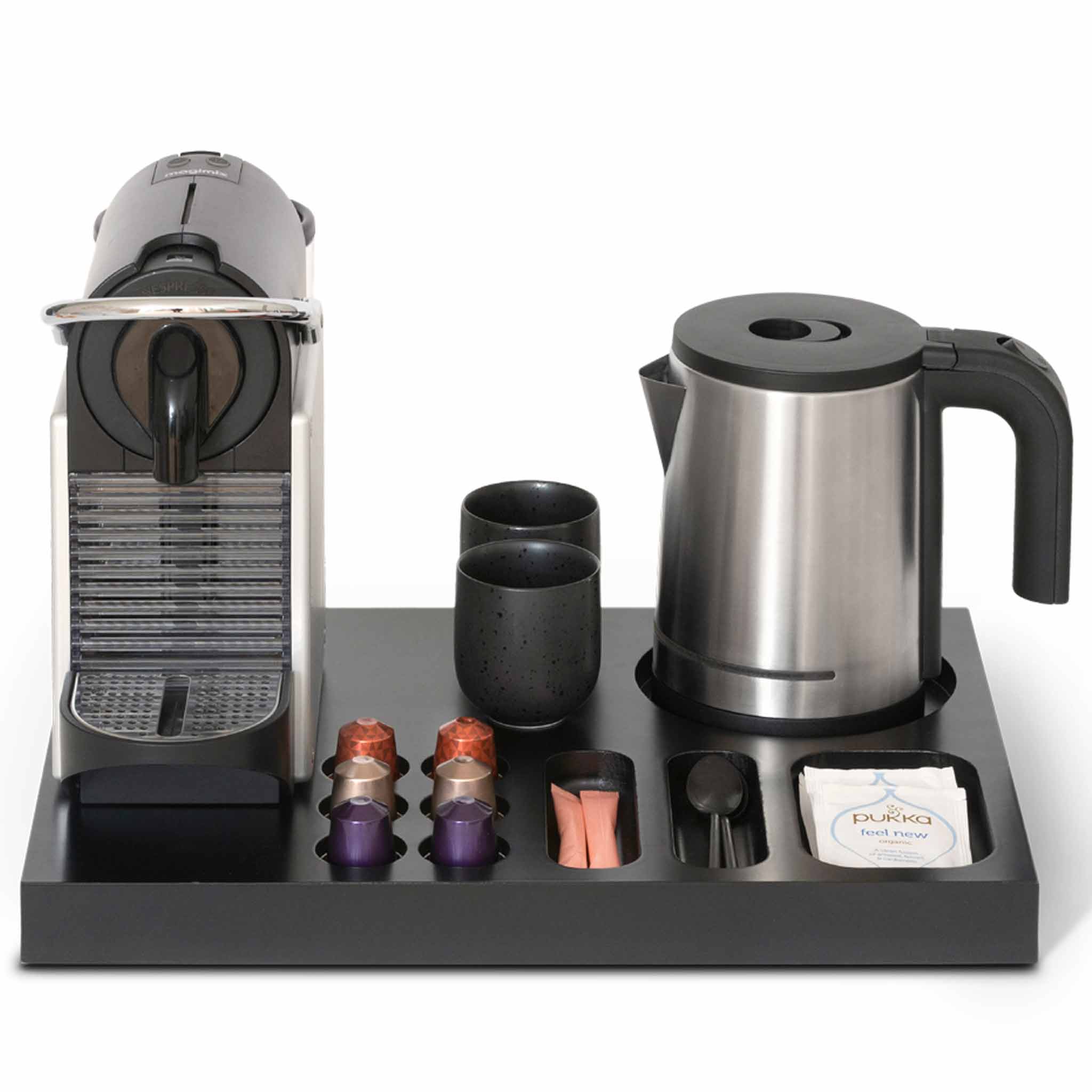Bentley Xanthic Coffee & Tea Wooden Welcome Tray Matt Black