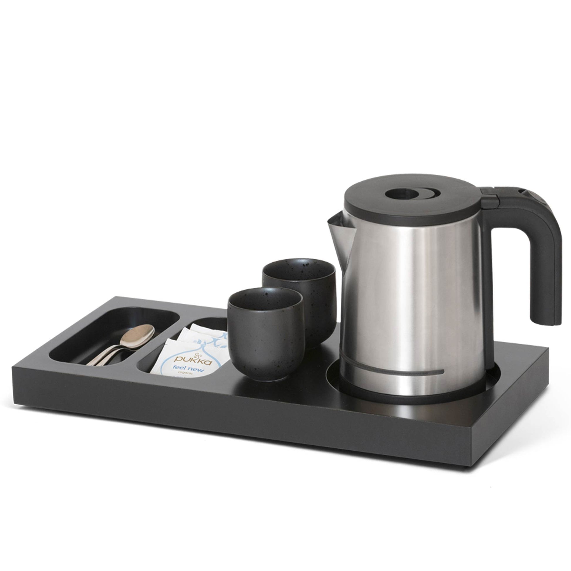Bentley Xanthic small matt black welcome tray with kettle
