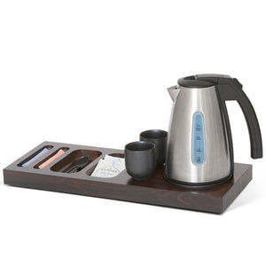 Bentley Xanthic standard dark mahogany welcome tray with kettle